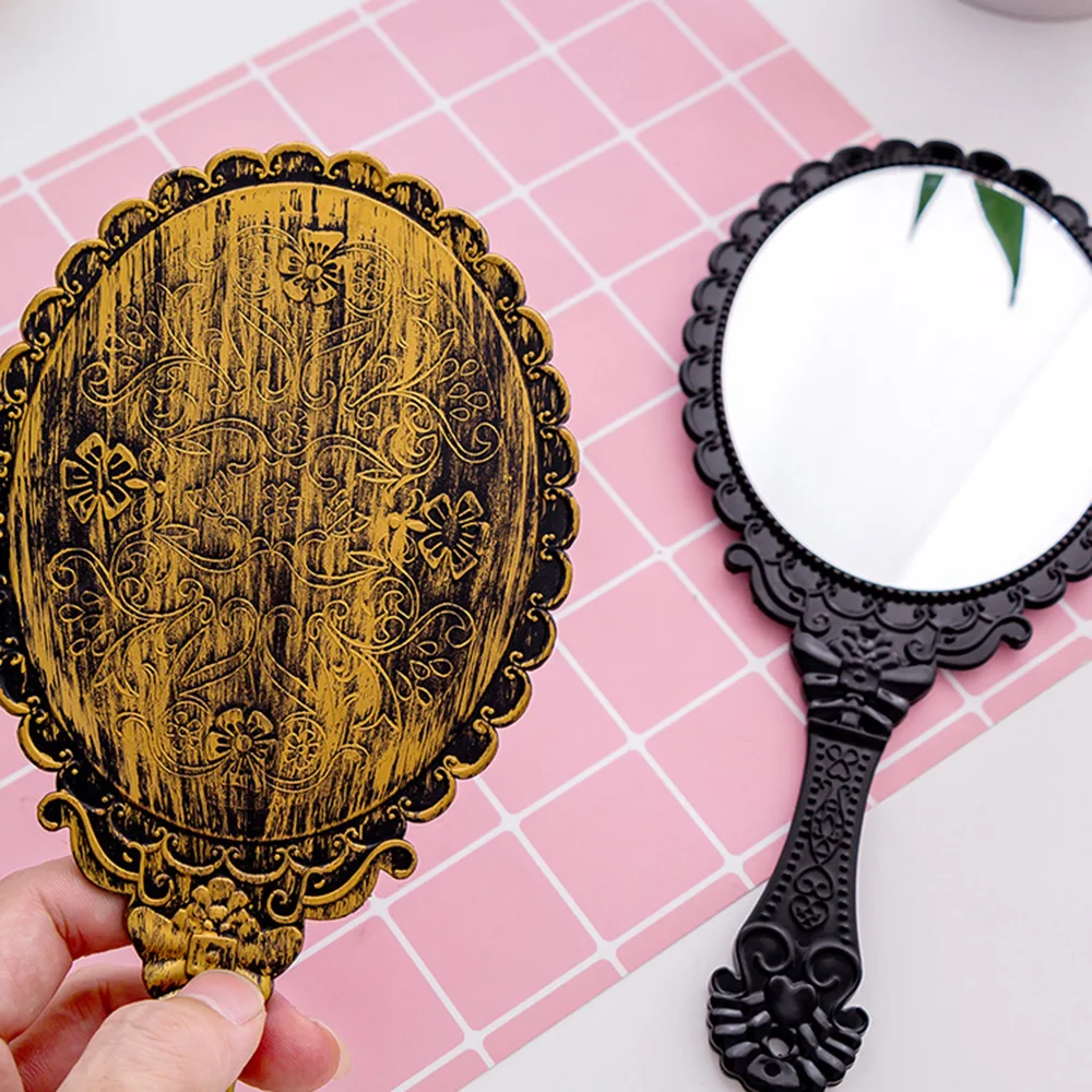 

Hot Handheld Retro Flower Mirror Long Handle Makeup Home Salon Party Travel Use Mirror Portable Vintage Cosmetic Makeup Mirror