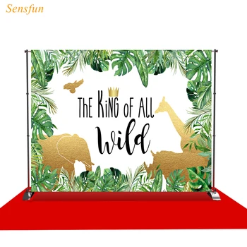 

LEVOO Photography Background Birthday King Jungle Palm Golden Animals Photocall Photographic Backgrounds For Photo Shoot