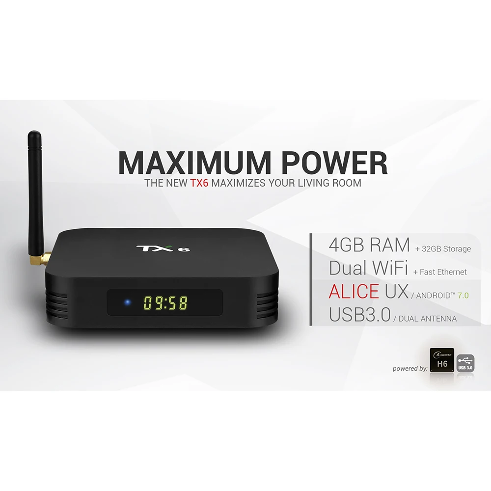 TX6 Android 9.0 TV Box Allwinner H6 Smart TV Box 4GB RAM 32GB 64GB 2.4G 5.8G Dual Wifi BT4.1 4K Med