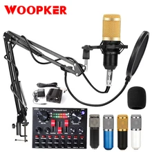Microfone com fio estúdio gravação kits bm 800 condensador microfone bm800 karaoke bluetooth placa de som v8s computador fantasma energia