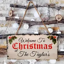 Деревянная настенная дверная вывеска, подвесная плита, МДФ, скандинавские Ретро лося, бревно, цвет, фестиваль, Рождественская елка, украшени...(China)