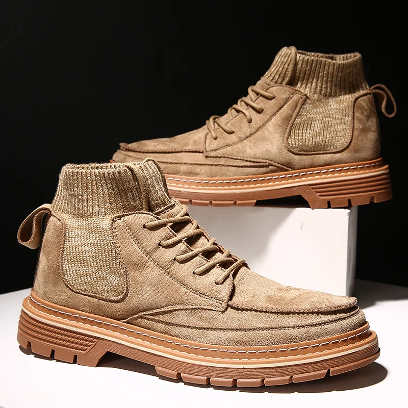 Autumn New Men Boots High Quality Flannel Men Winter Boots High-top Fashion Men Winter Shoes Work Boots