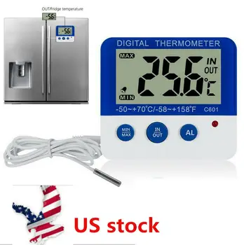 

US Digital LED Alarm Freezer/Fridge Thermometer Home Magnet and Stander Freezer Indoor Outdoor