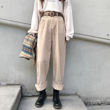 

Khaki Women Cargo Wide Leg Pant High Waist Casual Loose Black Long Pants