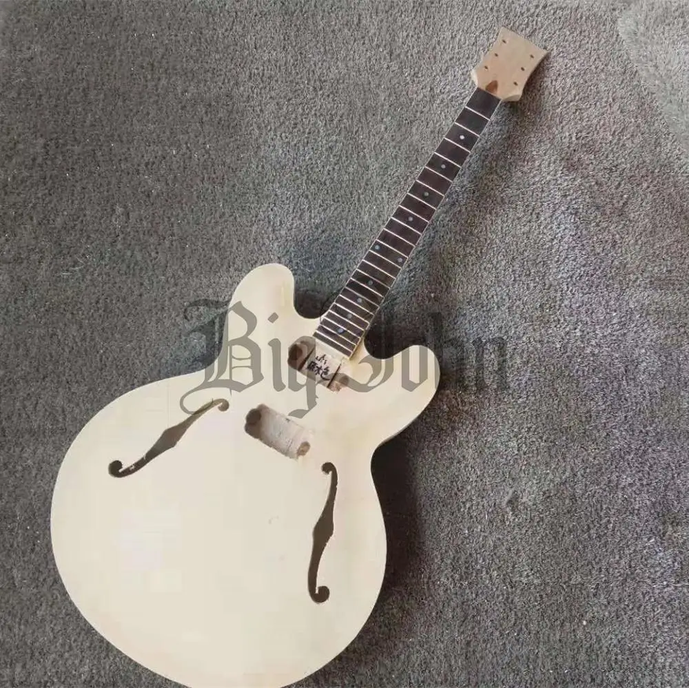 

Semi Finished Semi Hollow Electric Guitar,No Paint Mahogany Body&Rosewood Fingerboard BJ-210