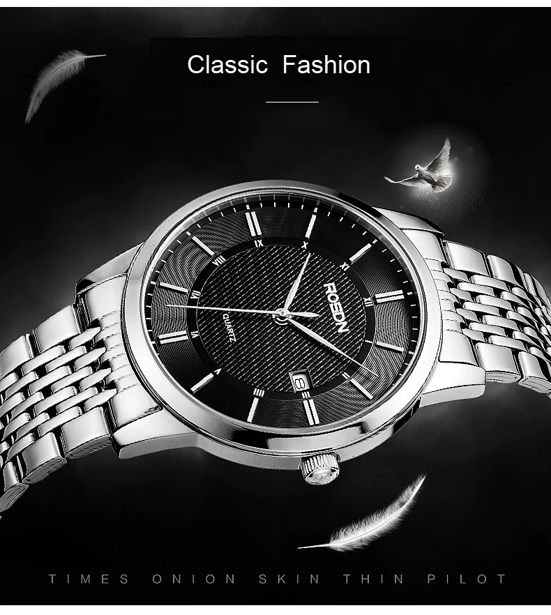 7 мм ультра-тонкие ROSDN женские часы люксовый бренд Япония кварцевый механизм сапфировые часы женские 50 м водонепроницаемые парные часы R3150W