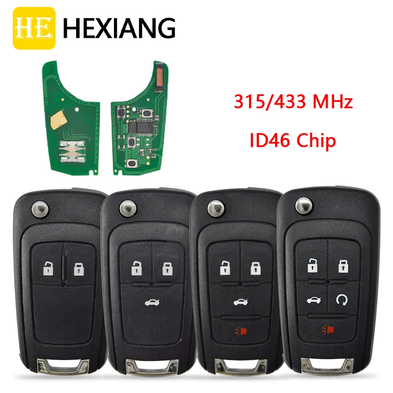 HE Xiang Car Remote Control Key For Chevrolet Malibu Cruze Aveo Spark Sail ID46 Chip 315MHz 434MHz Replacement HU100 Flip Key