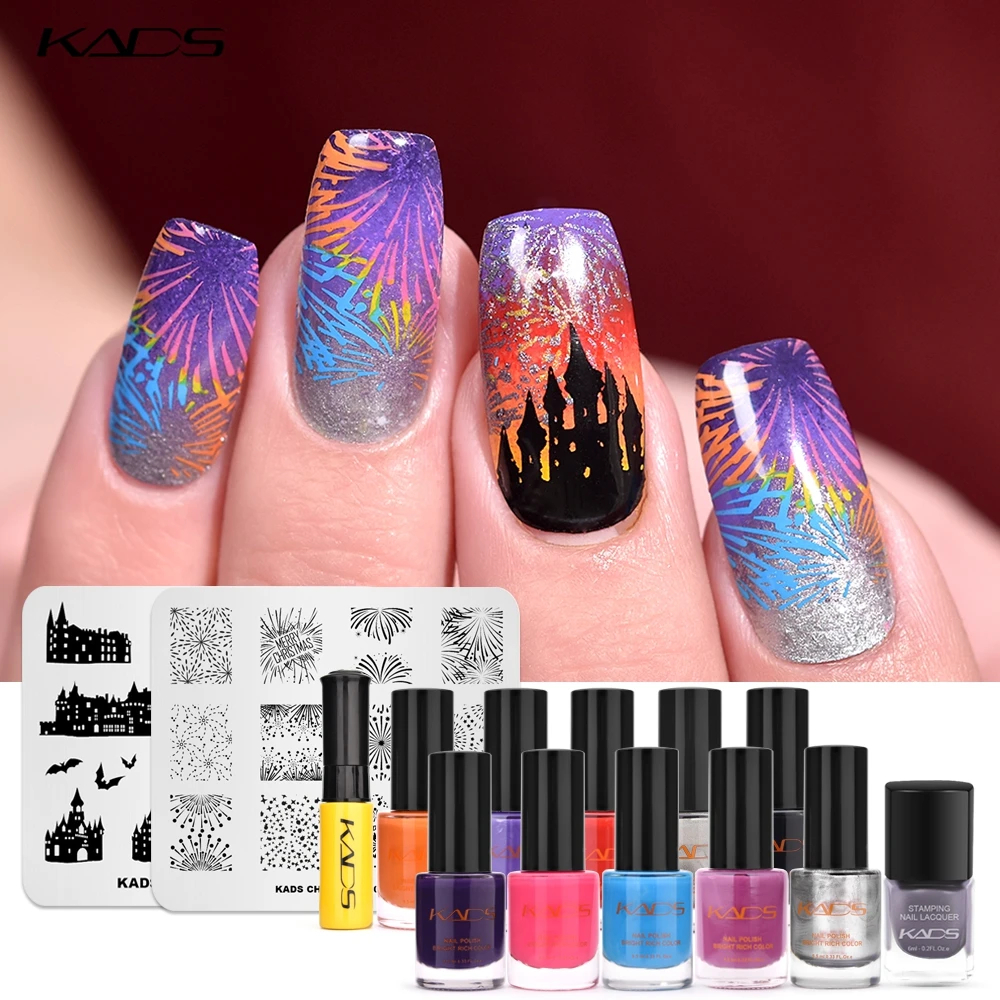 Рождество и Хэллоуин тема для дизайна ногтей штамповки пластины набор изображений DIY пластины Маникюр печать ногтей трафарет для ногтей набор