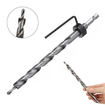

9.5mm Twist Step Drill Bit with Hex Wrench + Depth Stop Collars Ring for Pocket Hole Jig Drill Hole Locator