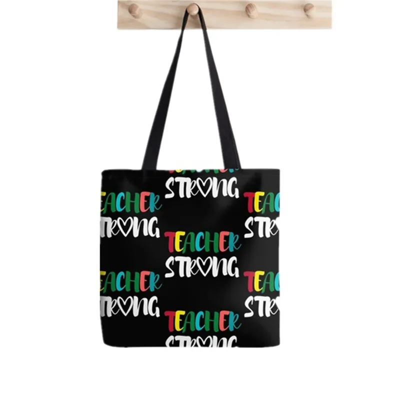 

2021 Shopper Teacher Strong Printed Tote Bag women Harajuku shopper Funny handbag girl Shoulder shopping Lady Canvas Bag