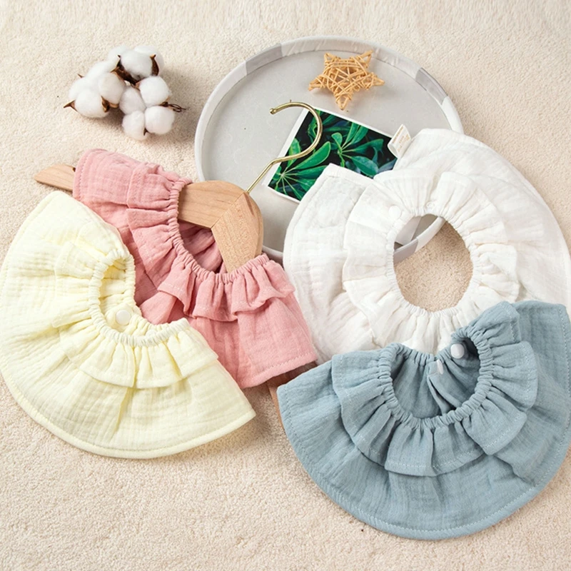 Baby Feeding Drool Bib Saliva Towel Soft Crepe Rotation Burp Cloth Collar Decoration Scarf for Newborn Baby Stuff Baby Bibs item baby accessories basket