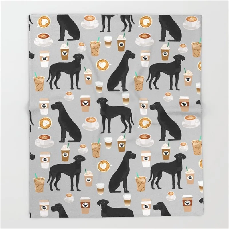 

Coffee Portrait dog Sofa Air Condition Sleeping Cover Bedding Great Dane Throws Bedsheet for Kids Girls