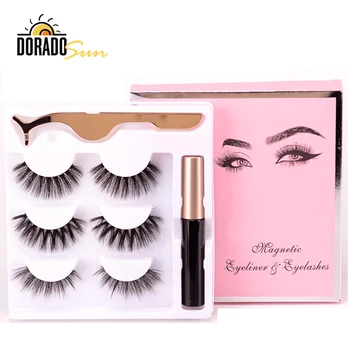 

Doradosun 3 Pairs Magnetic False Eyelashes Faux Mink Soft Fake Eyelash Natural Strip Lashes Magnetic Eyeliner