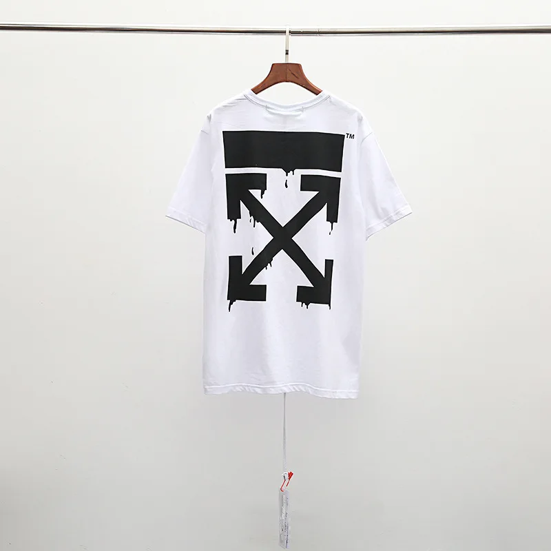 19SS OFF-WHITE OW Повседневная Симпсон брызг чернила стрелка-указатель личности дикий короткий рукав Футболка мужская