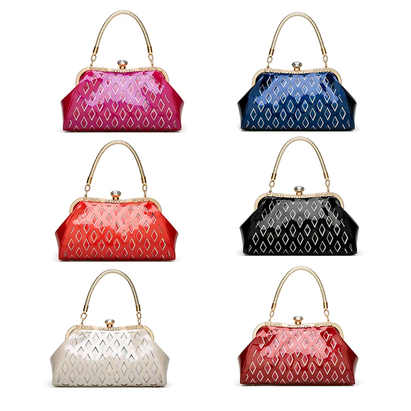 Mododiino Patent Leather Handbag Women Shoulder Bag Crossbody Bag Diamond Shell Bag Ladies Evening Bag Luxury Handbag DNV1154