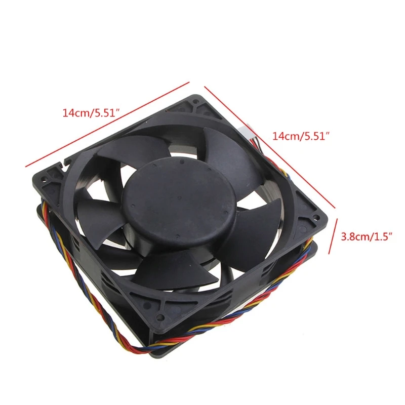 KZ14038B012U 140mm DC 12V 7.2A Cooling Fan 140x140x38mm 6-p Ball Bearing 7500 RPM 210CFM High Speed CFM CPU Cooler
