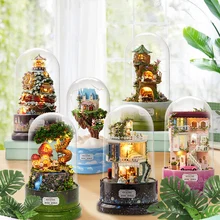 Домашняя кукла с деревянная мебель для дома DIY кукольный домик вращающаяся музыкальная шкатулка миниатюрные сборные наборы новая мебель кукольный дом детские игрушки