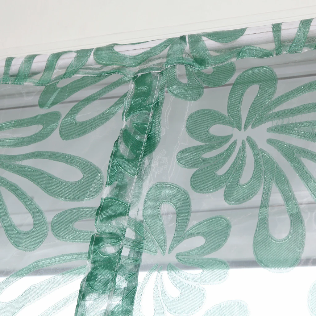 Chic Jacquard Flower Design Short Roman Window Curtain Tie-up Window Sheer Voile - for Cafe Kitchen Bedroom Window Decor