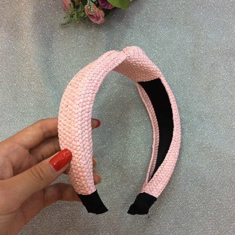 Sequin Patchwork Headband Orange Hairbands Women Color Block Hair Hoop Accessories Bowknot Cross Tie Wide Side