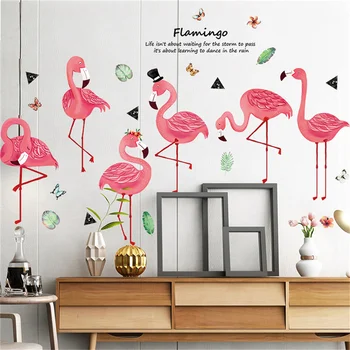 

Hand-painted Flamingo Wall Stickers PVC DIY Birds Animal Mural Decals For House Kids Rooms Baby Bedroom Decoration Homen New