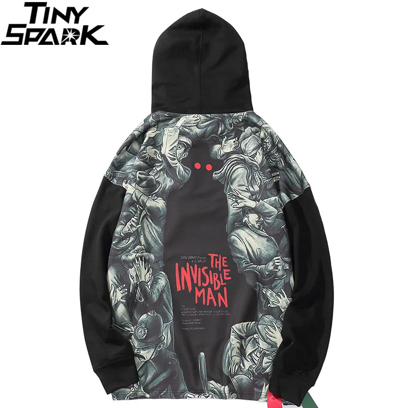 

Men Streetwear Hip Hop Hoodie Sweatshirt Invisible Man Print Harajuku Hoodie Pullover 2019 Autumn Cotton Sweat Shirt Skateboard