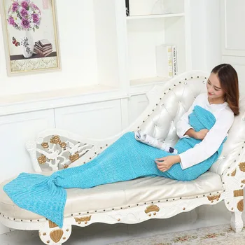 

All Season Soft Warm Mermaid Tail Blanket Crochet Bed Sofa Couch Blanket