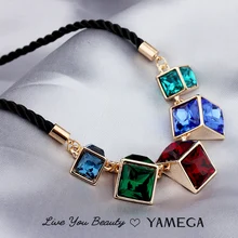 YAMEGA, модное яркое ожерелье с кристаллами, шикарная цепочка, Золотое ювелирное изделие, колье, воротник, ожерелье для женщин и девушек