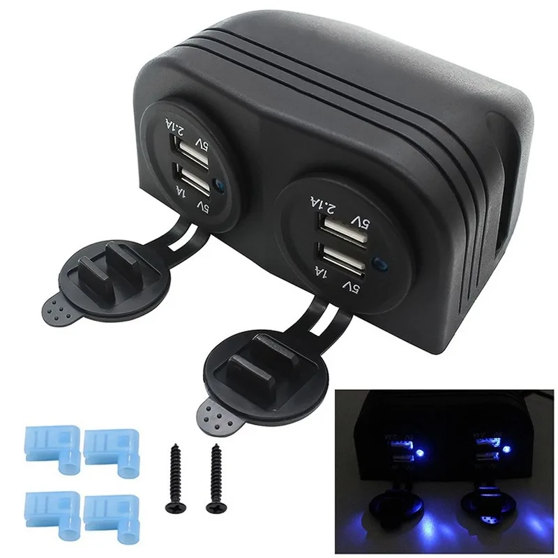12VTO5V31ADualUSBPortSocketSurfaceMountCarUSBCharger