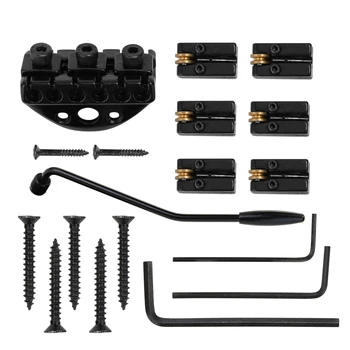 

6 String Roller Tremolo Headless Bridge Tailpiece with Mount Screws Wrenches Tremolo Bridges for Headless Guitar Accessories