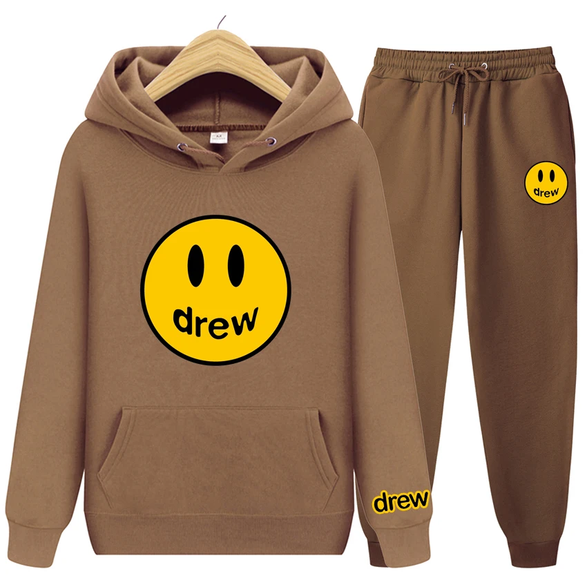 drew house 2022 Justin Bieber Fashion Man Tracksuits Mens Autumn Winter Brand Hoodies Jogging Suits Streetwear Athletic Sets 4