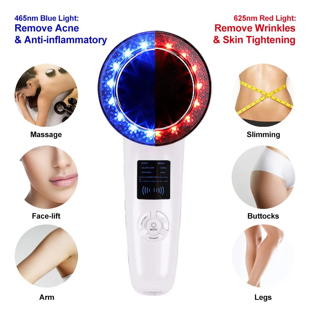 6 in 1 EMS Ultrasound Cavitation Slimming Massager Weight Loss Lipo Anti Cellulite Fat Burner Galvanic Infrared Ultrasonic