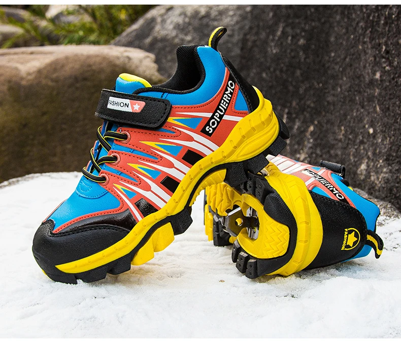 VOSONCA Children Sneakers kids Shoes Winter Boots Boys Snow Shoes Teenagers Hiking Shoes Outdoor Sports Non-Slip Shoes