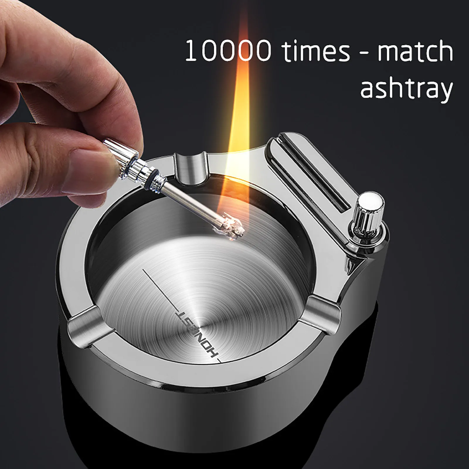 Lighter Ashtray Metal Oil Lighter Multifunctional Permanent Flint Lighter Desktop Home Office