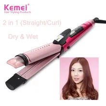 2 в 1 электрические щипцы для завивки и выпрямитель для волос, женские отрицательные ионы, выпрямитель для волос, профессиональные салонные Инструменты для укладки 38D