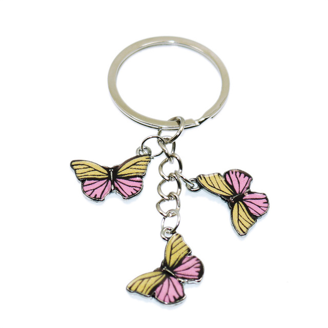 Styles Enamel Colorful Butterfly Pendant Keychain Insects Car Key Rings Women Bag Accessories Jewelry Christmas Xmas Gifts