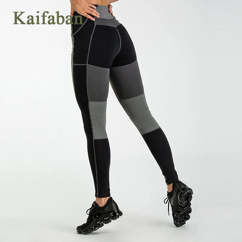 

Women Geometric Striped Yoga Pants Push Up Leggings Fitness Pocket Patchwork High Waist Tight Track Run Gym Clothing Sports Wear