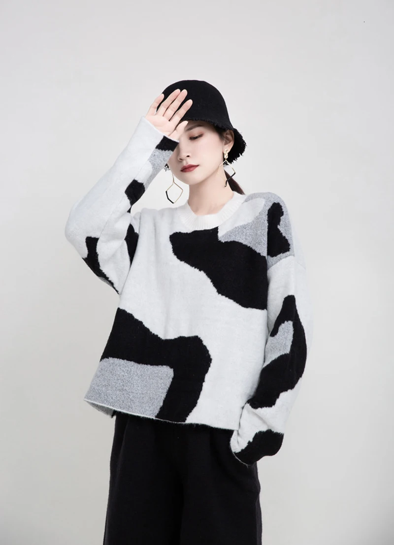 Top mujer femme mink cashmere fashion loose V-neck