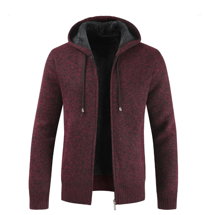 NEGIZBER Winter Jacket Men Solid Slim Fit Hooded Mens Coat and Jackets Thick Fleece Wool Jacket Men Warm Outwear Coats