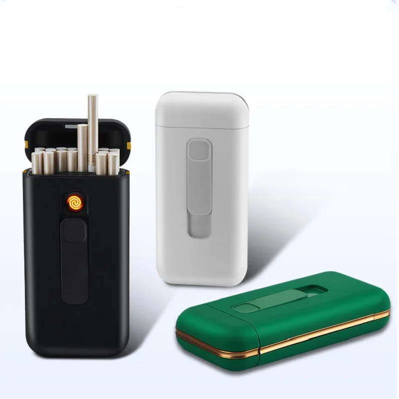 Smart Cigarette Case Box with Electronic Lighter USB Plasma Turbo Tungsten Lighter Waterproof Holder 20pcs Slim Cigarettes