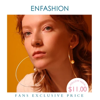 

Enfashion Ball Pearl Hoop Earrings Circle Hoops For Women Earring Big Round Earings Fashion Jewelry Oorringen Bijoux EB181050