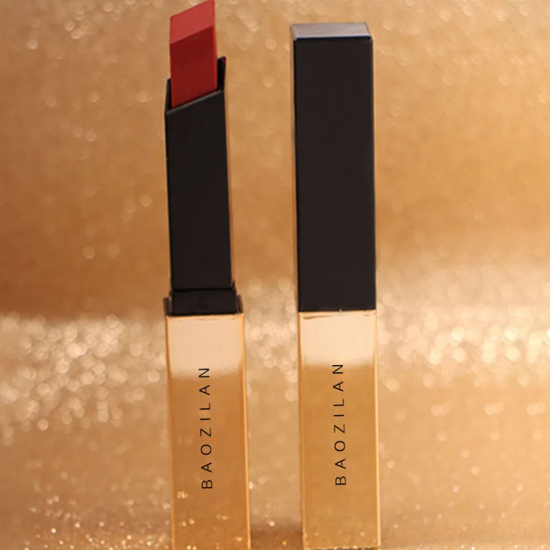 Little Gold Bar Lipstick Smooth Moisturizing Lip Gloss Waterproof Long-lasting Mud Sexy Red Makeup Cosmetics TSLM1 |