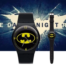 Ot01 популярные детские часы, детские наручные часы с Бэтменом из мультфильма, крутые резиновые настольные часы для детей, для мальчиков и девочек