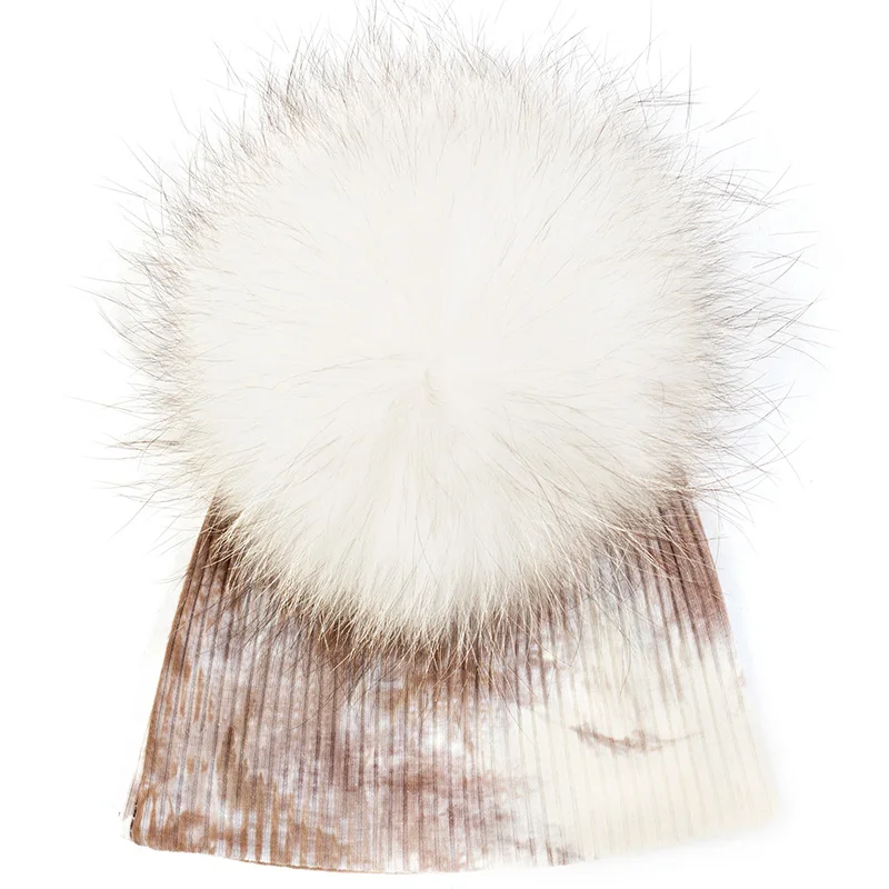 Geebro/Милая хлопковая мягкая шапка с черепом для малышей, настоящая меховая шапка с вязаным помпоном, теплый галстук, краска, шляпа на зиму осень, шляпа с лентами для новорожденных - Color: dark khaki white
