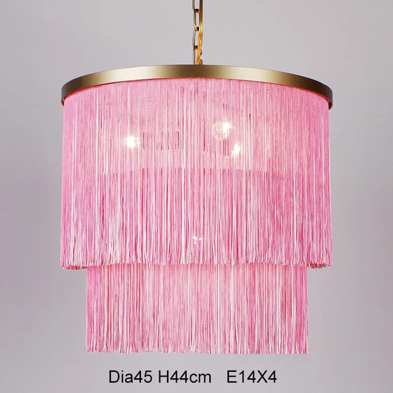 Dia45 H44cm E14X4 Large Grey loft chandelier lighting fringe cotton hanging light nordic home decor lighting bedroom kitchen foyer restaurant lamp - Цвет абажура: Dia45 H44cm E14X4