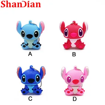 

SHANDIAN Lovely Cartoon Lilo & Stitch USB Flash Drives 4GB 8GB 16GB 32GB 64GB Pen Drive memory stick pendrive mini fashion gift