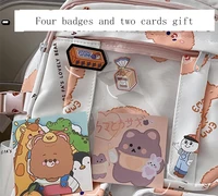 Female Japanese Harajuku Ita Bag Ladies Retro Kawaii Bear Print Backpack New Cute Pendant Large Capacity Student School Bag 2