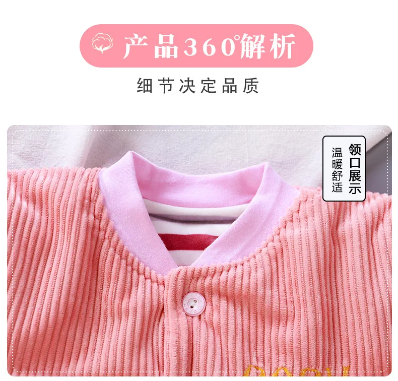 WEPBEL 3Pcs Winter Warm Infant Toddler Baby Cotton Jacket Coat Straps Thickening Pants Newborn Baby Outfits for Boys Girls