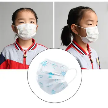 

20Pcs/Box Kids Boys Girls Dispoable 3-Layer Mouth Mask Melt-Blown Nonwoven Waterproof Anti-Dust Droplet Cartoon Printed Protecti