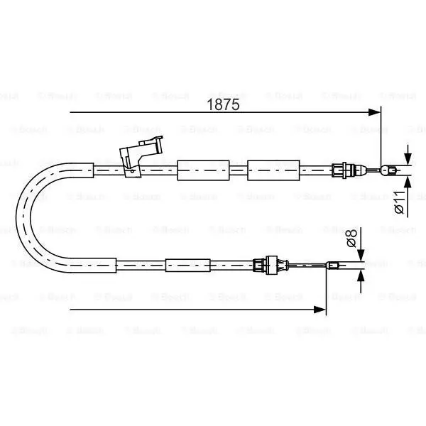 Трос ручника зад. п. L 1744\ Mazda 3 1.4-2.0 03 BOSCH 1 987 482