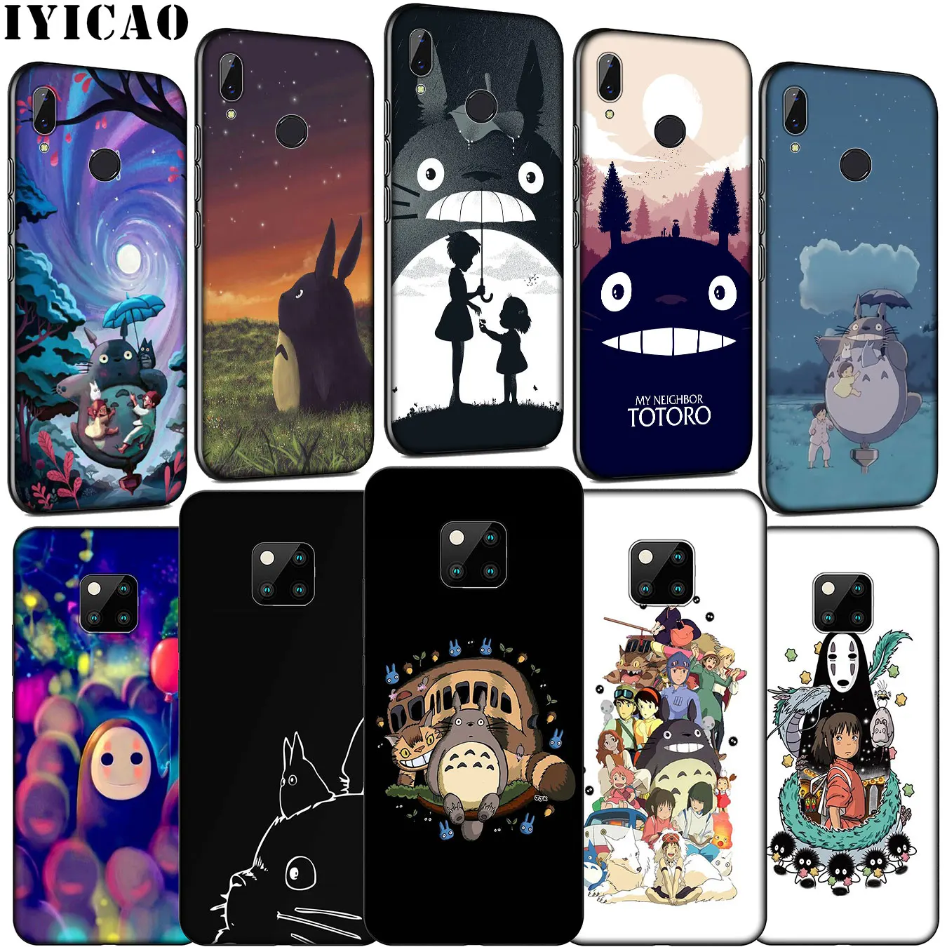 Мягкий силиконовый чехол для телефона Cat My Neighbor Totoro Miyazaki Hayao Huawei Mate 30 20 10 Pro Black Nova 5i 4
